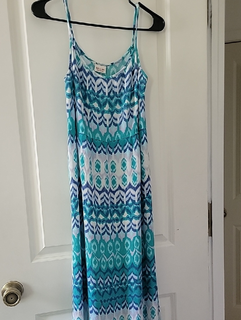 Mossimo Supply Co. Blue & Teal Printed Maxi Slip Dress